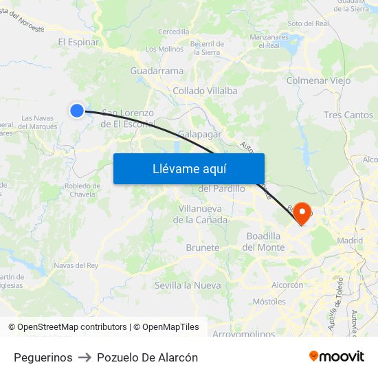 Peguerinos to Pozuelo De Alarcón map