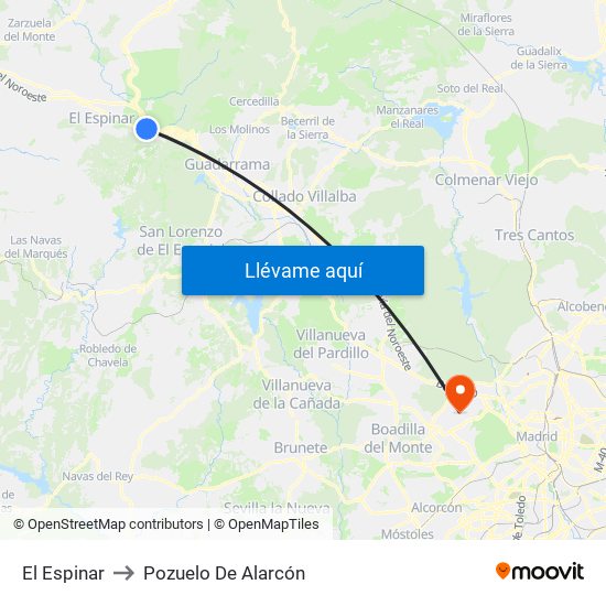 El Espinar to Pozuelo De Alarcón map