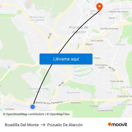 Boadilla Del Monte to Pozuelo De Alarcón map