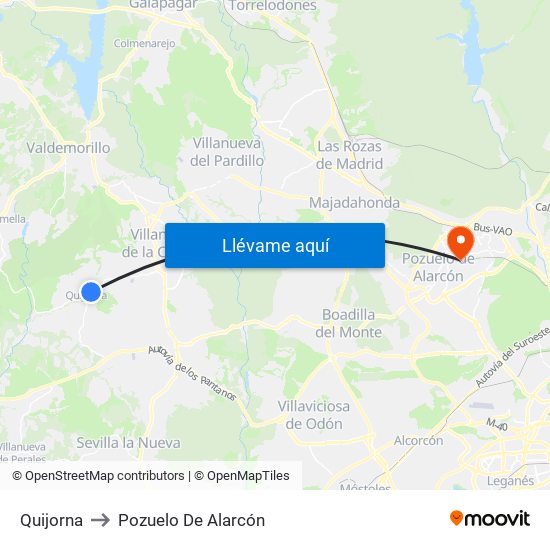 Quijorna to Pozuelo De Alarcón map
