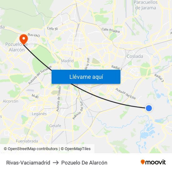 Rivas-Vaciamadrid to Pozuelo De Alarcón map