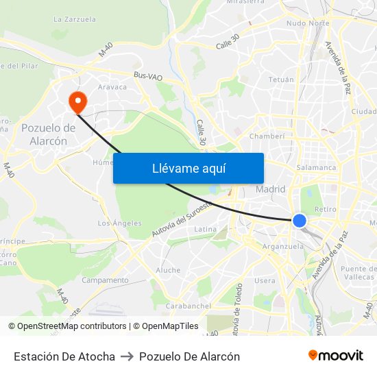 Estación De Atocha to Pozuelo De Alarcón map