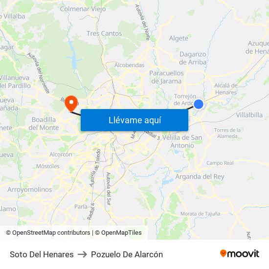 Soto Del Henares to Pozuelo De Alarcón map