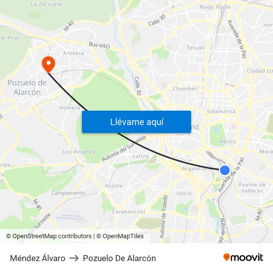 Méndez Álvaro to Pozuelo De Alarcón map