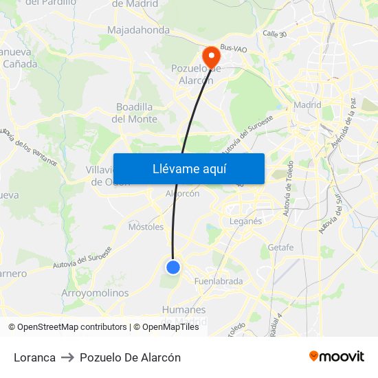 Loranca to Pozuelo De Alarcón map