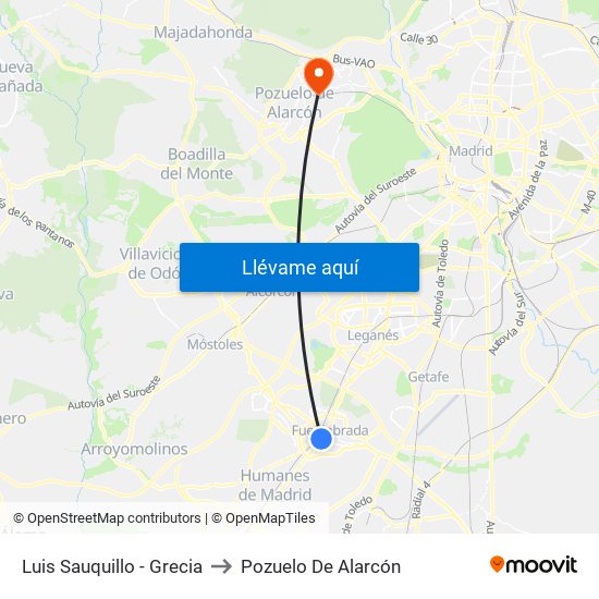 Luis Sauquillo - Grecia to Pozuelo De Alarcón map