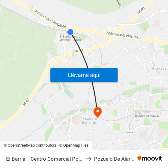 El Barrial - Centro Comercial Pozuelo to Pozuelo De Alarcón map