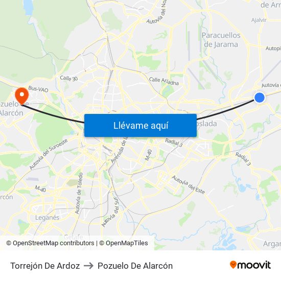 Torrejón De Ardoz to Pozuelo De Alarcón map