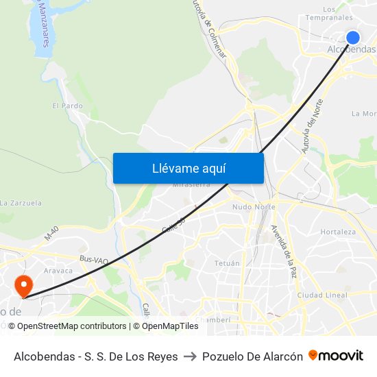 Alcobendas - S. S. De Los Reyes to Pozuelo De Alarcón map