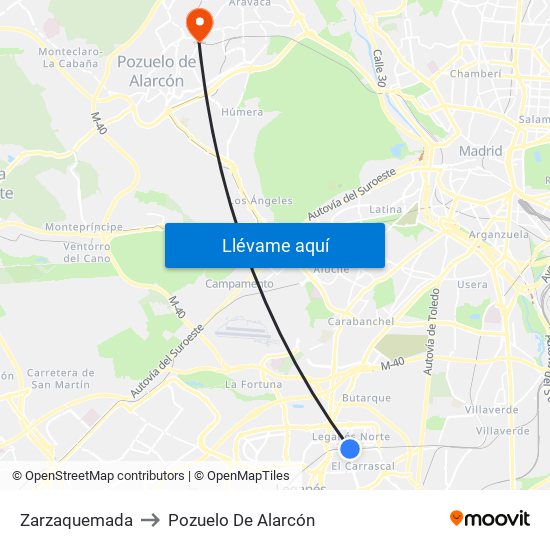 Zarzaquemada to Pozuelo De Alarcón map