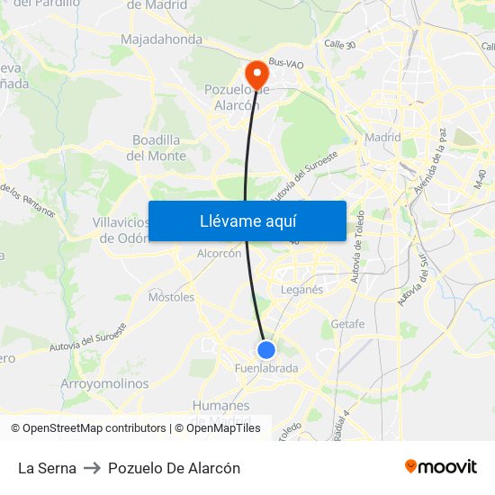 La Serna to Pozuelo De Alarcón map