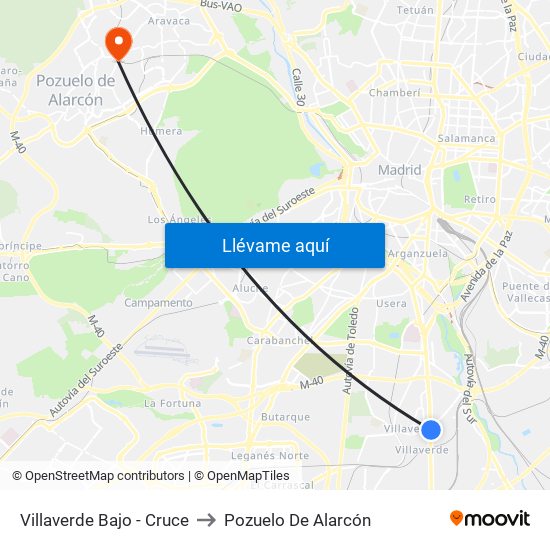 Villaverde Bajo - Cruce to Pozuelo De Alarcón map