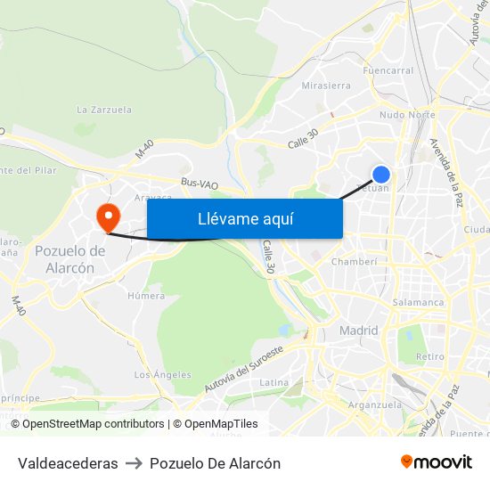 Valdeacederas to Pozuelo De Alarcón map