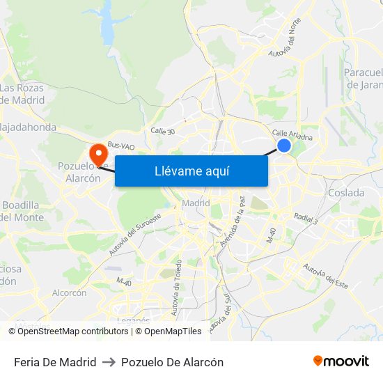Feria De Madrid to Pozuelo De Alarcón map