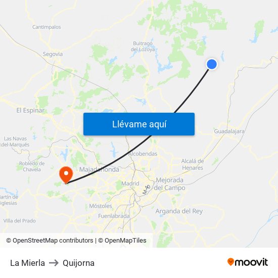 La Mierla to Quijorna map