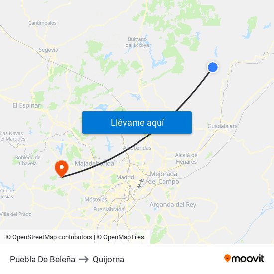 Puebla De Beleña to Quijorna map