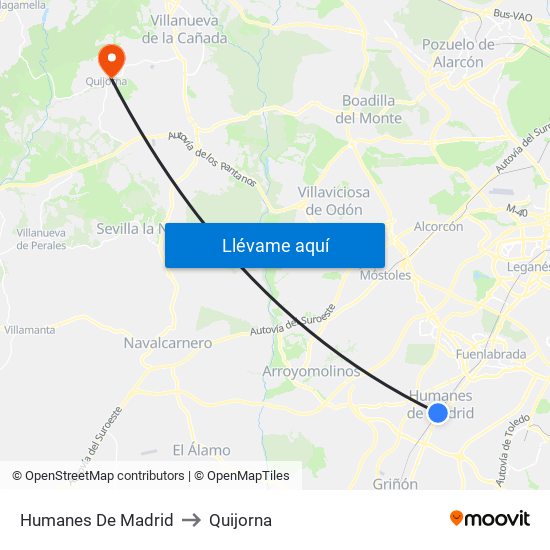 Humanes De Madrid to Quijorna map