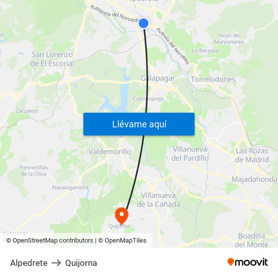 Alpedrete to Quijorna map