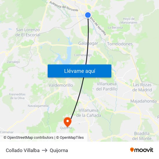 Collado Villalba to Quijorna map