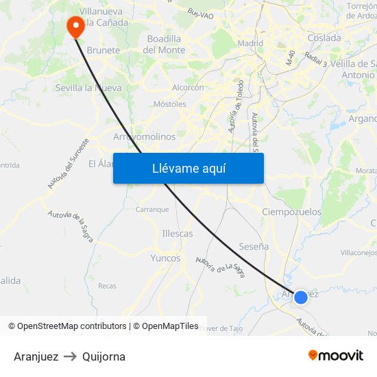 Aranjuez to Quijorna map