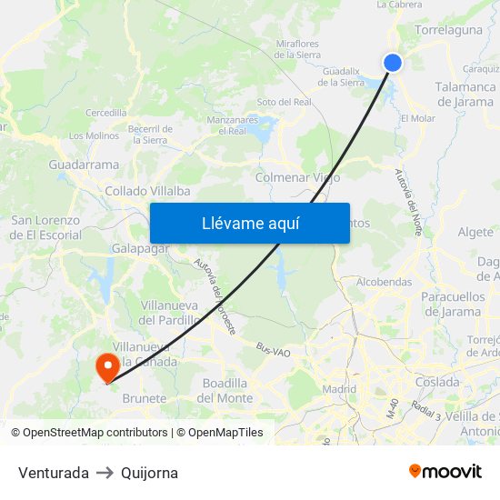 Venturada to Quijorna map