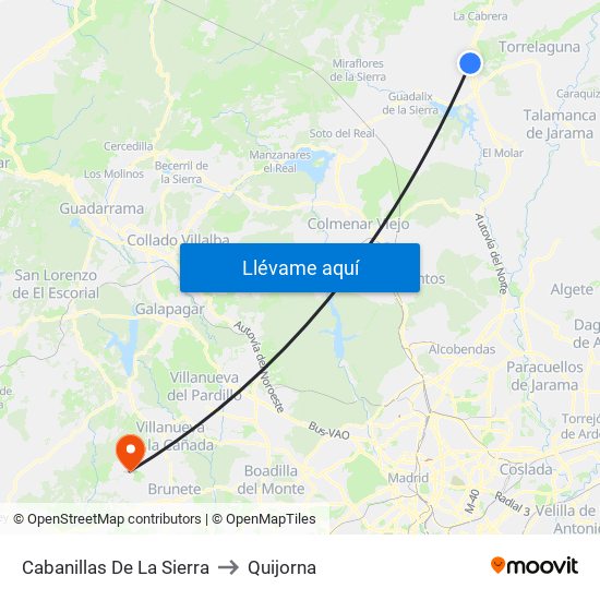 Cabanillas De La Sierra to Quijorna map
