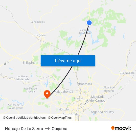 Horcajo De La Sierra to Quijorna map