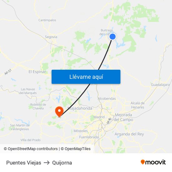 Puentes Viejas to Quijorna map