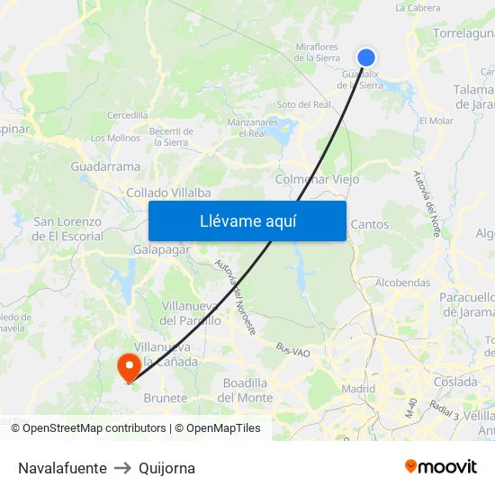 Navalafuente to Quijorna map