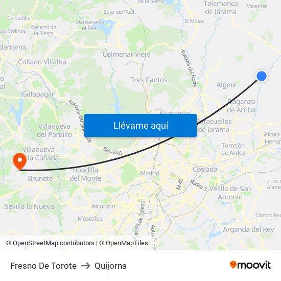 Fresno De Torote to Quijorna map