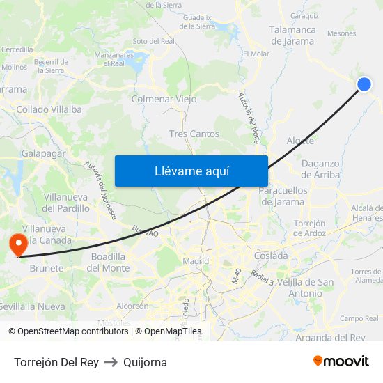 Torrejón Del Rey to Quijorna map