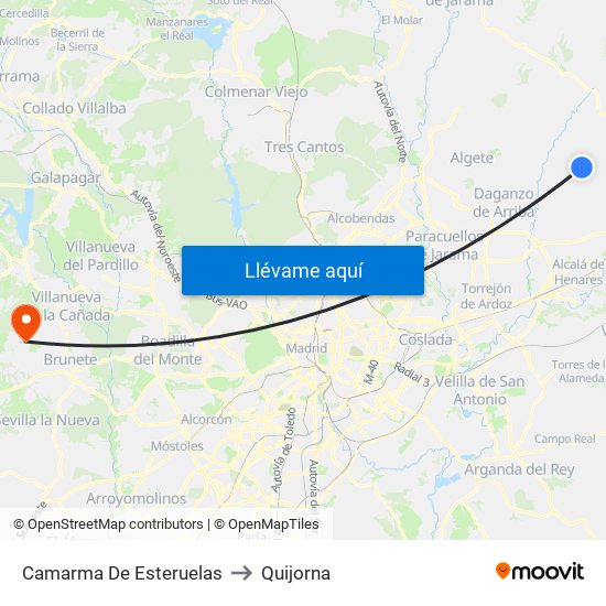 Camarma De Esteruelas to Quijorna map