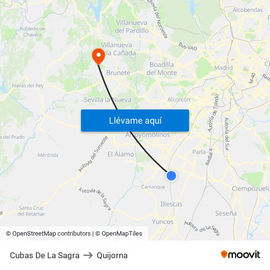 Cubas De La Sagra to Quijorna map