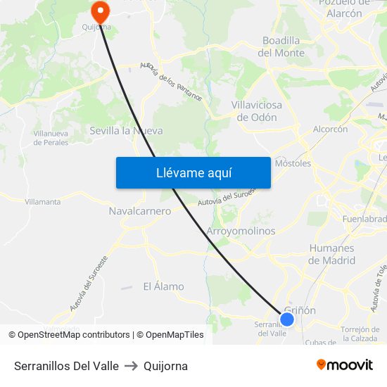 Serranillos Del Valle to Quijorna map