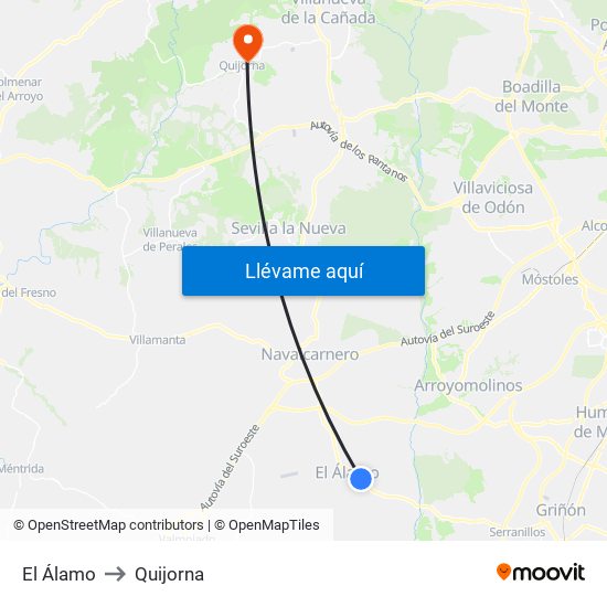 El Álamo to Quijorna map