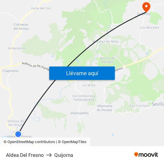 Aldea Del Fresno to Quijorna map