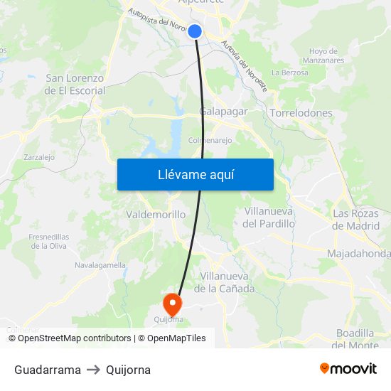 Guadarrama to Quijorna map