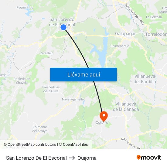 San Lorenzo De El Escorial to Quijorna map