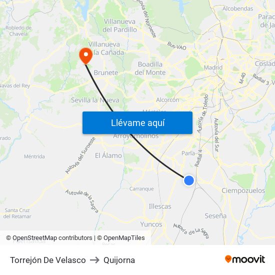 Torrejón De Velasco to Quijorna map