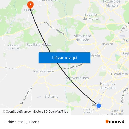Griñón to Quijorna map
