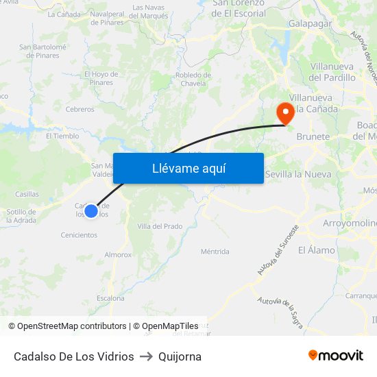 Cadalso De Los Vidrios to Quijorna map