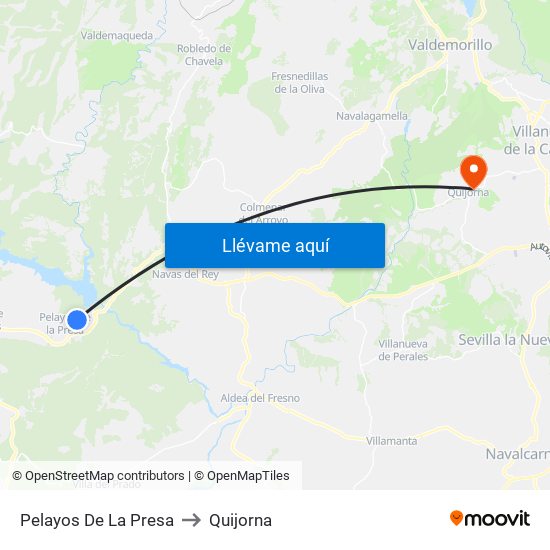 Pelayos De La Presa to Quijorna map