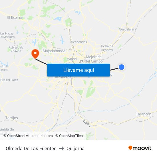 Olmeda De Las Fuentes to Quijorna map