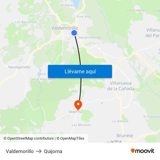 Valdemorillo to Quijorna map
