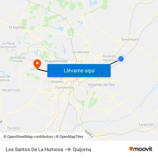 Los Santos De La Humosa to Quijorna map