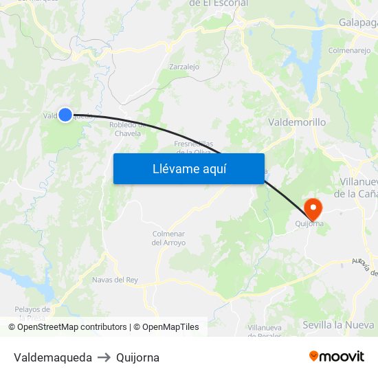 Valdemaqueda to Quijorna map