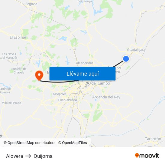 Alovera to Quijorna map