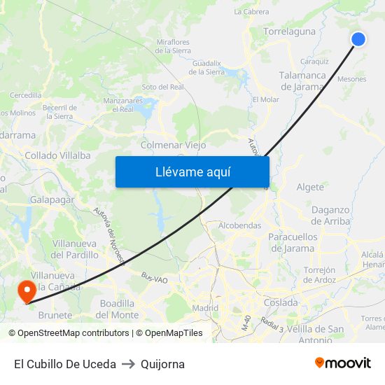 El Cubillo De Uceda to Quijorna map
