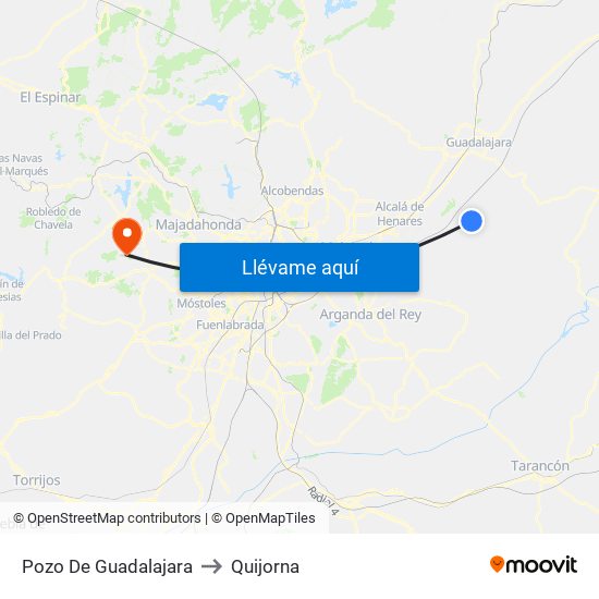 Pozo De Guadalajara to Quijorna map