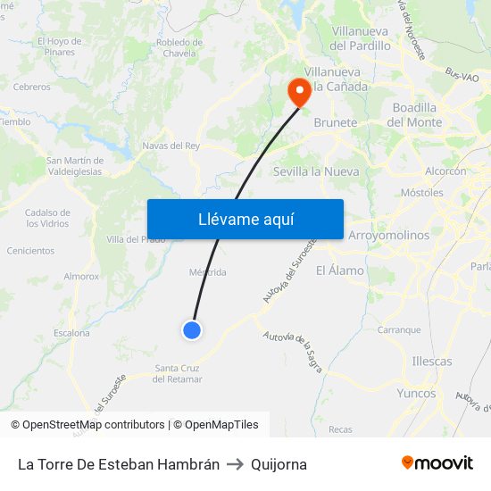 La Torre De Esteban Hambrán to Quijorna map